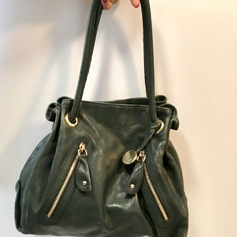 FURLA GREAT HUNTER GREEN LEATHER BAG PERFECT FOR SEASON